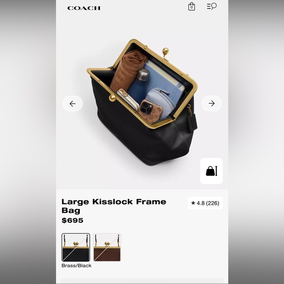 COACH Large Kisslock Frame Bag Designer Black Leather Clutch with Gold NEW TAGS - Picture 10 of 17